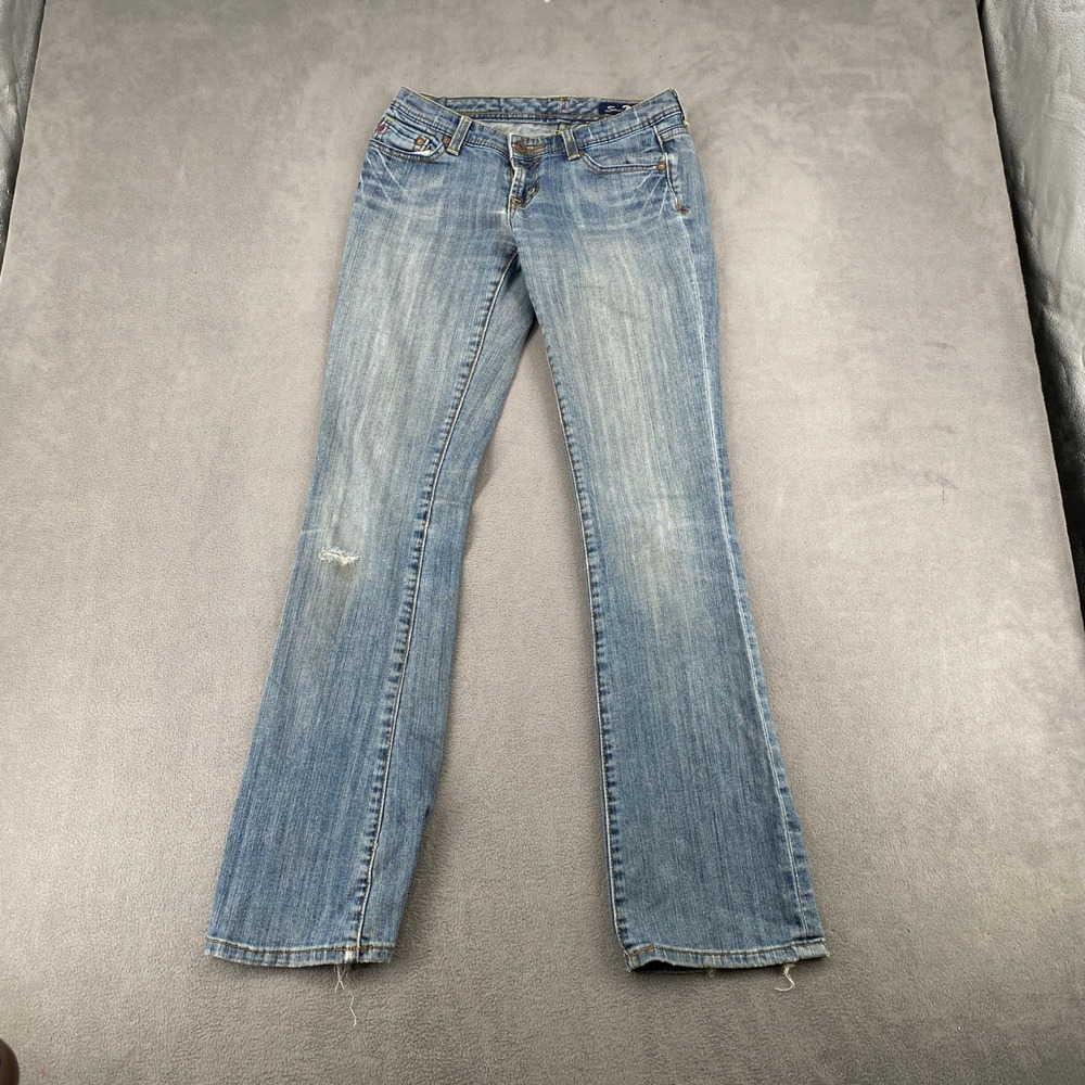 Seven7 Premium Denim Womens 25 Light Wash Bootcut Low Rise Jeans Distressed 7593